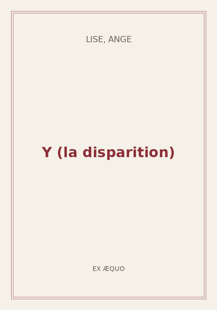 Couverture de « Y (la disparition) »