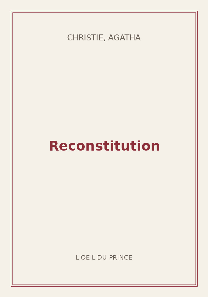 Couverture de « Reconstitution »