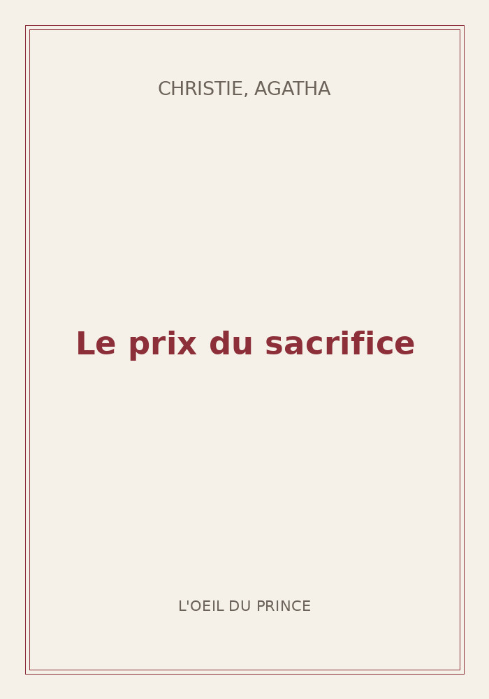 Couverture de « Le prix du sacrifice »