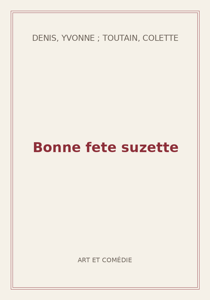 Couverture de « Bonne fete suzette »