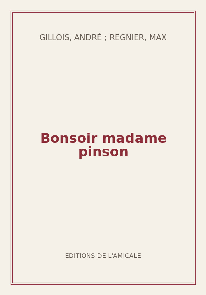 Couverture de « Bonsoir madame pinson »
