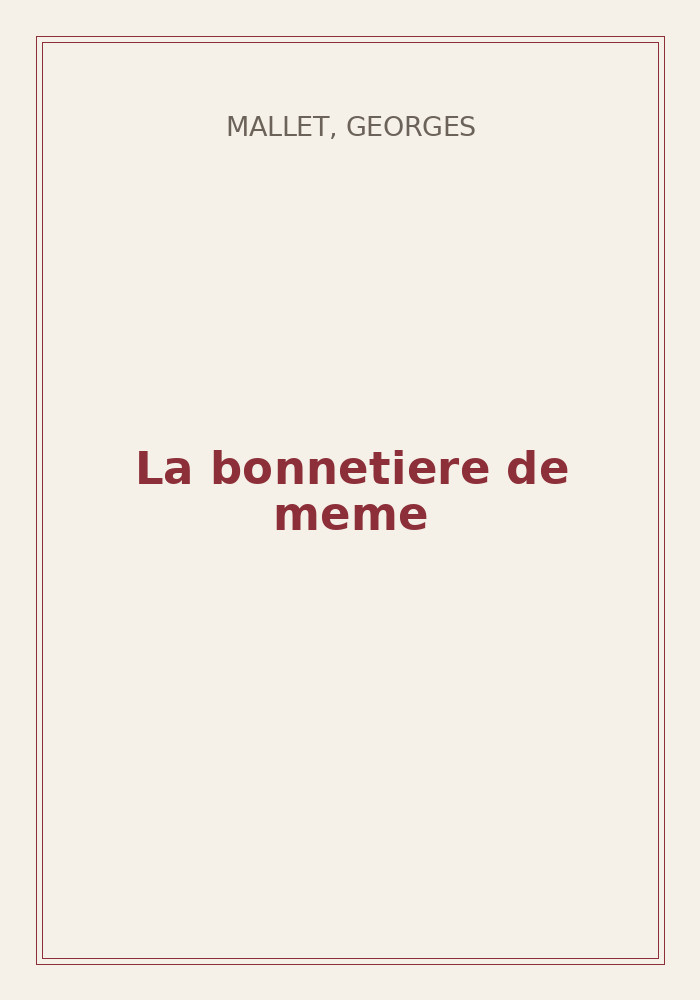 Couverture de « La bonnetiere de meme »