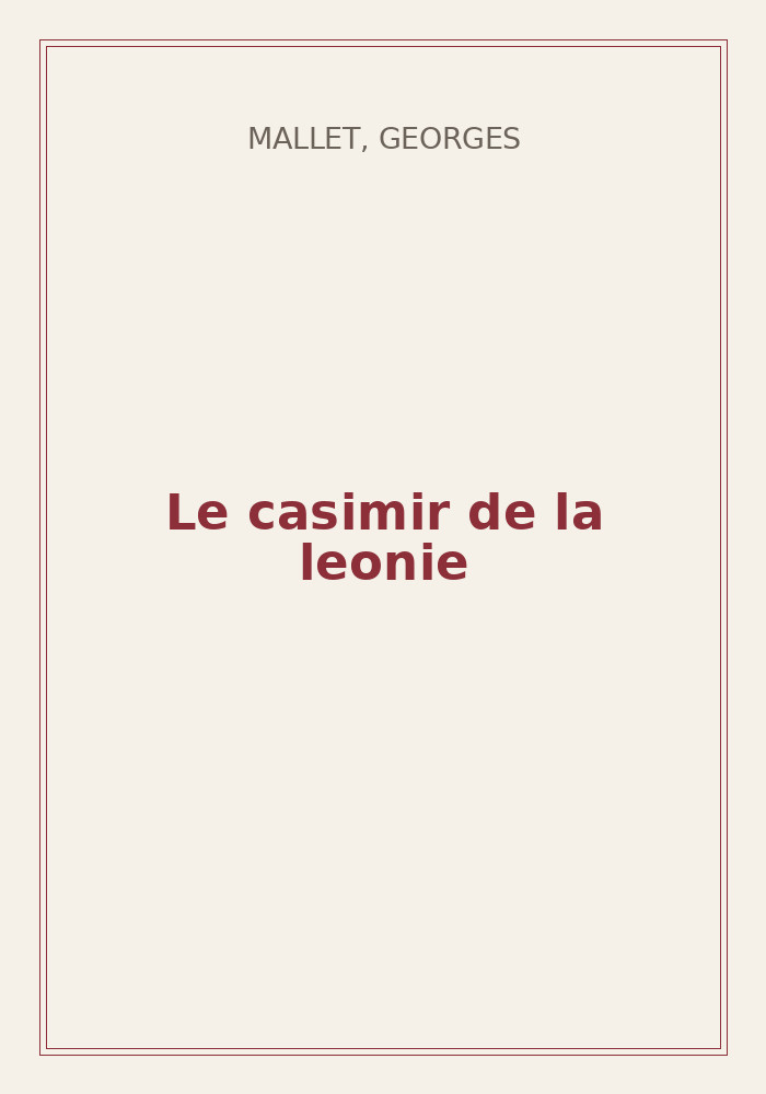 Couverture de « Le casimir de la leonie »