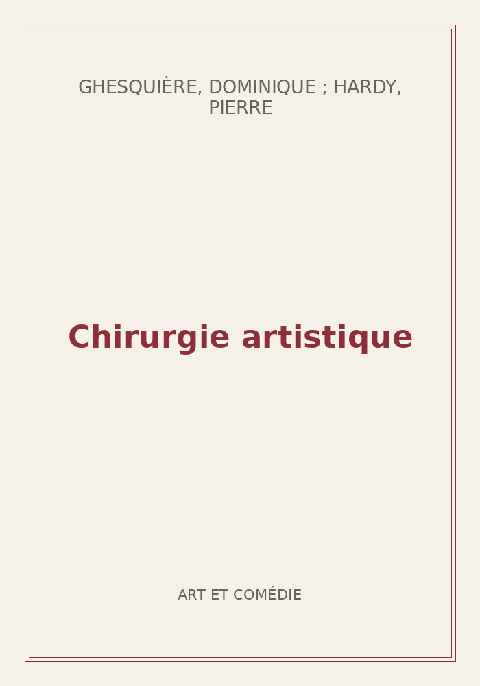Couverture de « Chirurgie artistique »