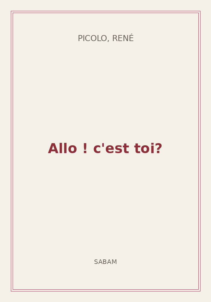 Couverture de « Allo ! c'est toi? »