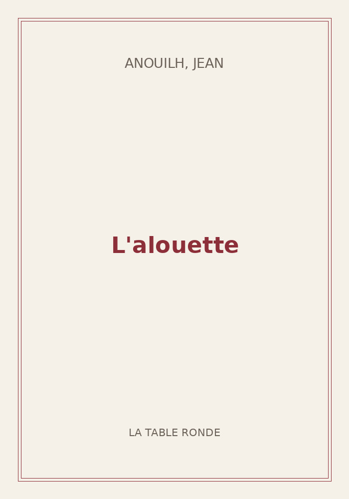 Couverture de « L'alouette »