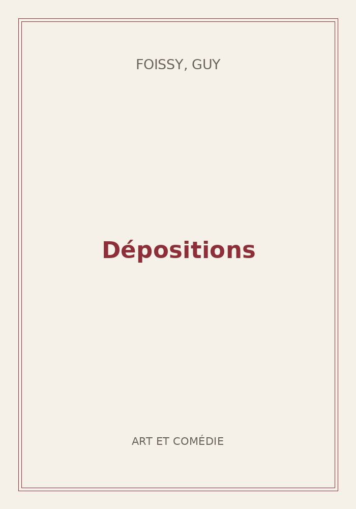 Couverture de « Dépositions »