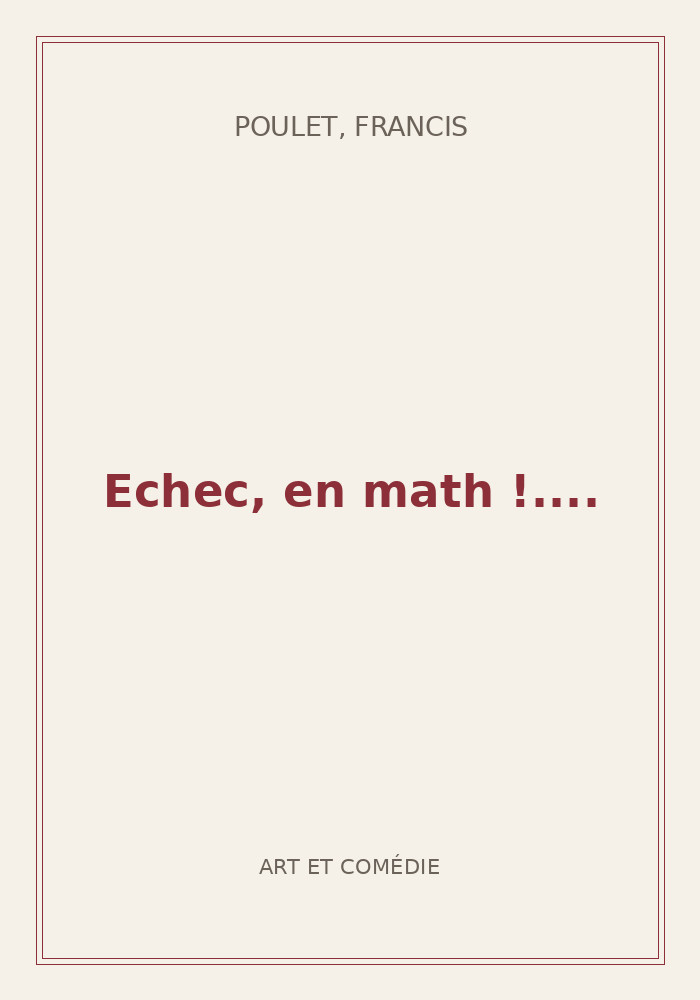 Couverture de « Echec, en math !.... »