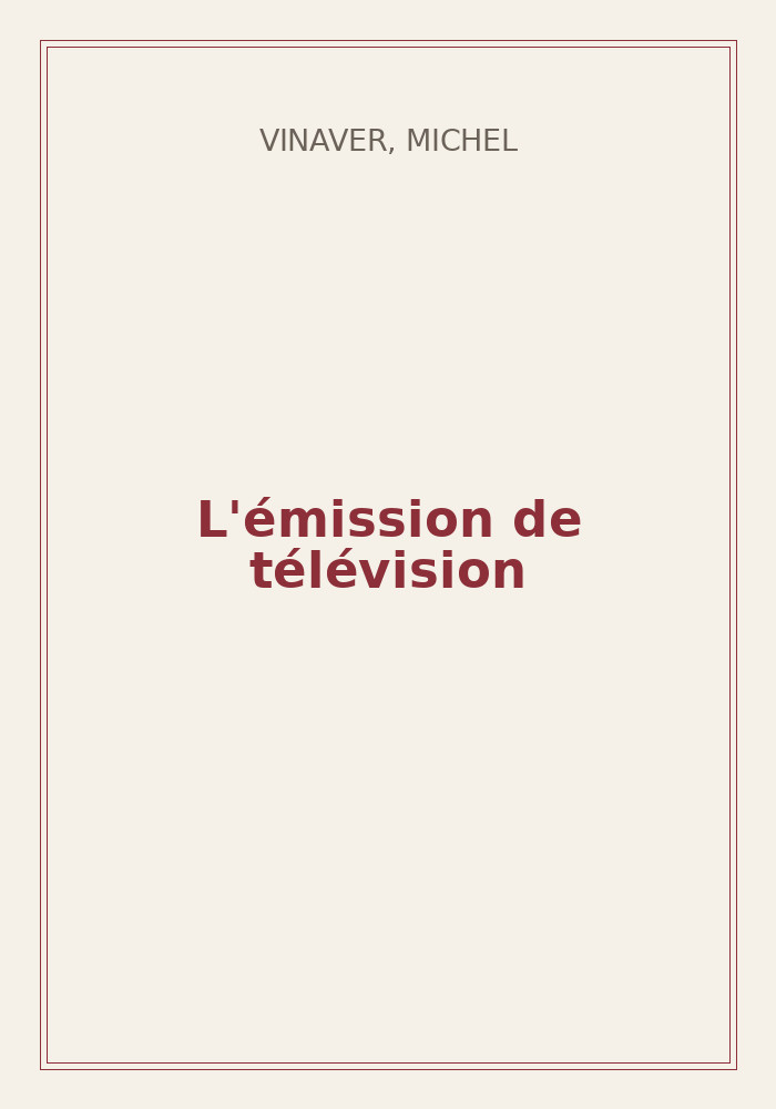 Couverture de « L'émission de télévision »
