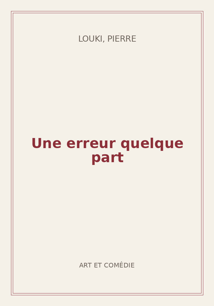 Couverture de « Une erreur quelque part »