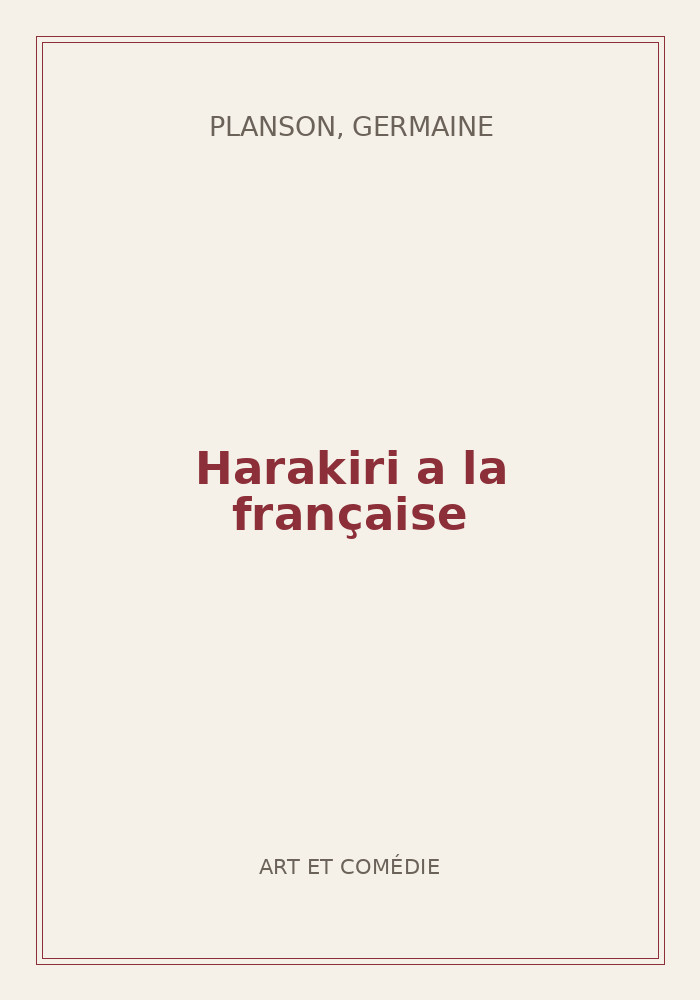 Couverture de « Harakiri a la française »