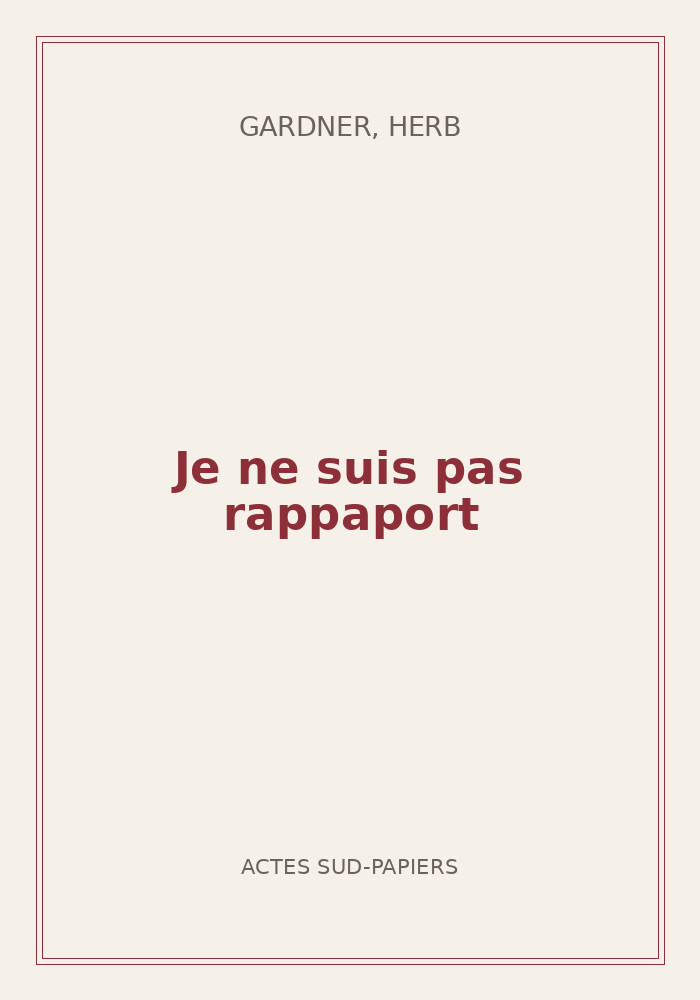Couverture de « Je ne suis pas rappaport »