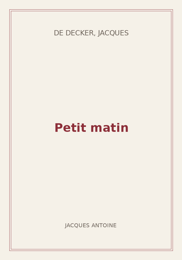 Couverture de « Petit matin »
