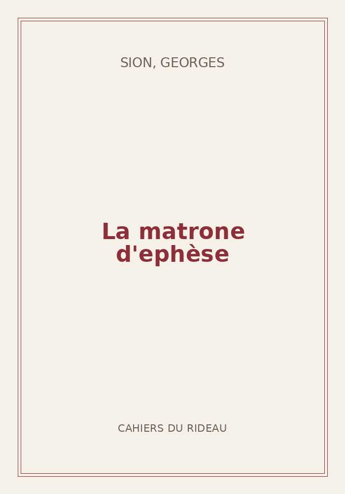 Couverture de « La matrone d'ephèse »