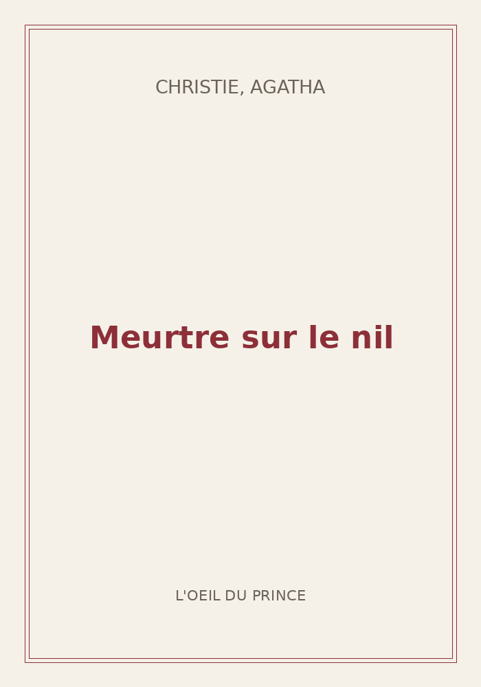 Couverture de « Meurtre sur le nil »