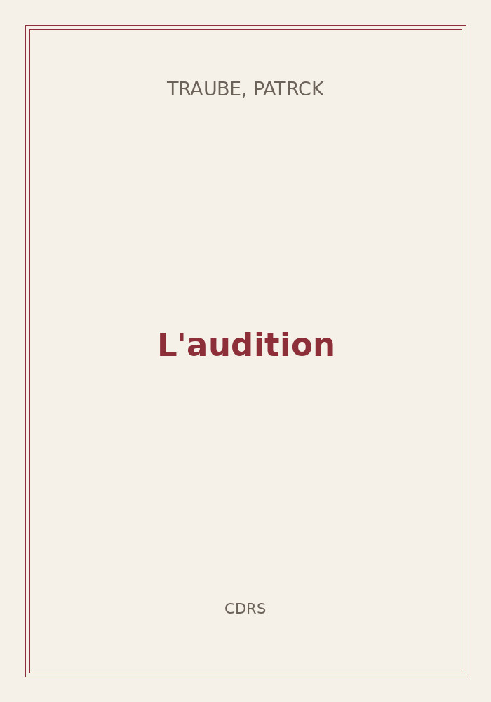 Couverture de « L'audition »