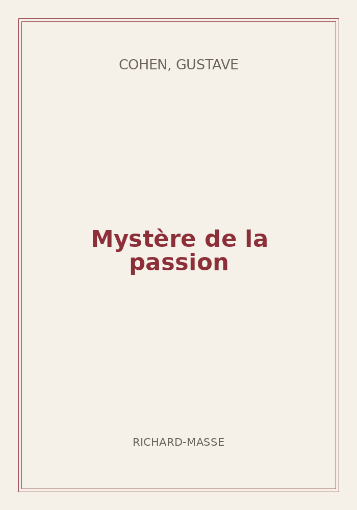 Couverture de « Mystère de la passion »