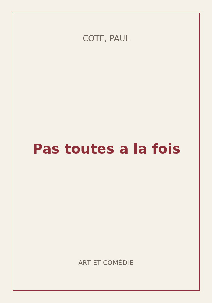 Couverture de « Pas toutes a la fois »