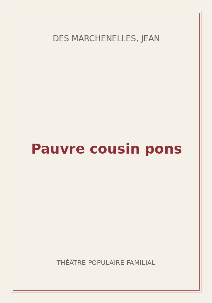 Couverture de « Pauvre cousin pons »