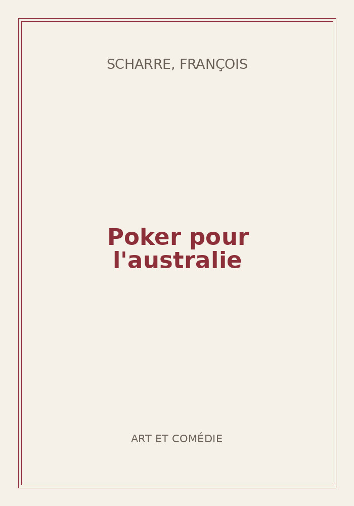 Couverture de « Poker pour l'australie »