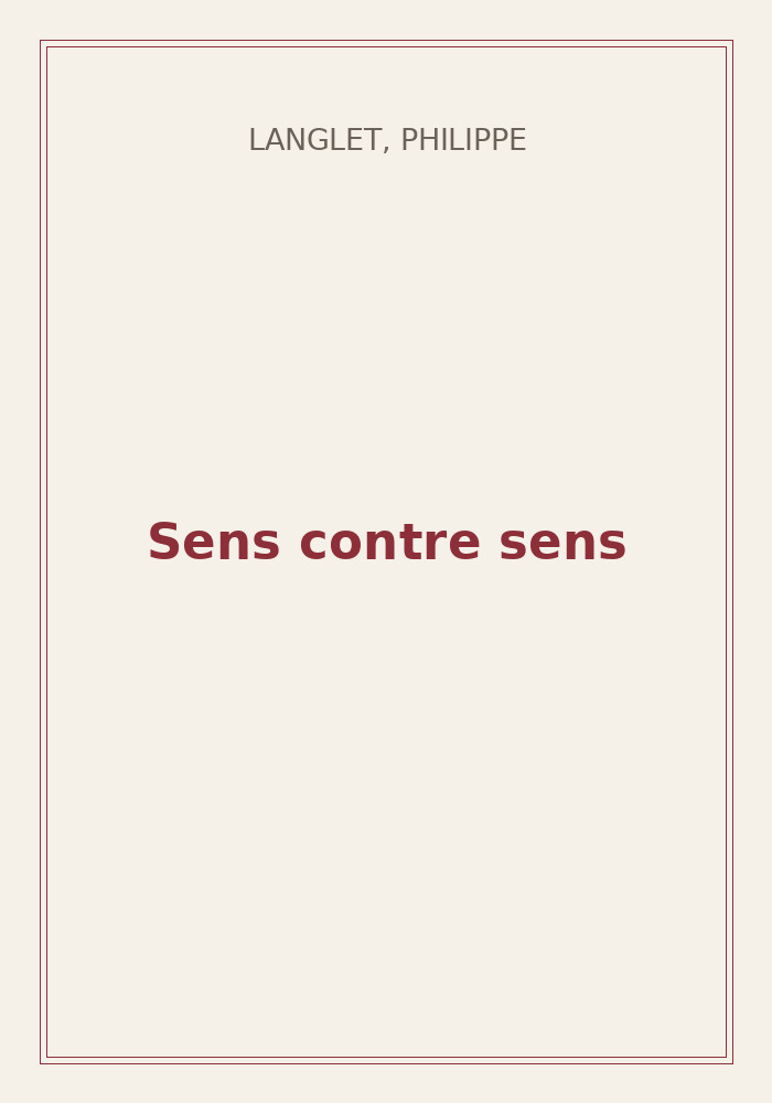 Couverture de « Sens contre sens »