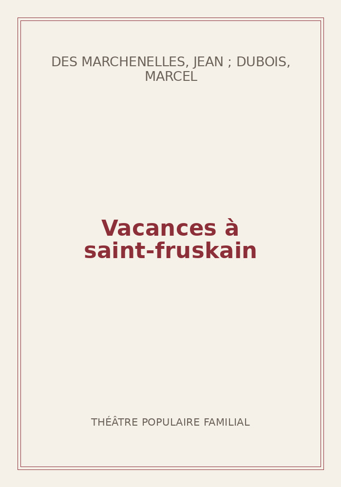 Couverture de « Vacances à saint-fruskain »
