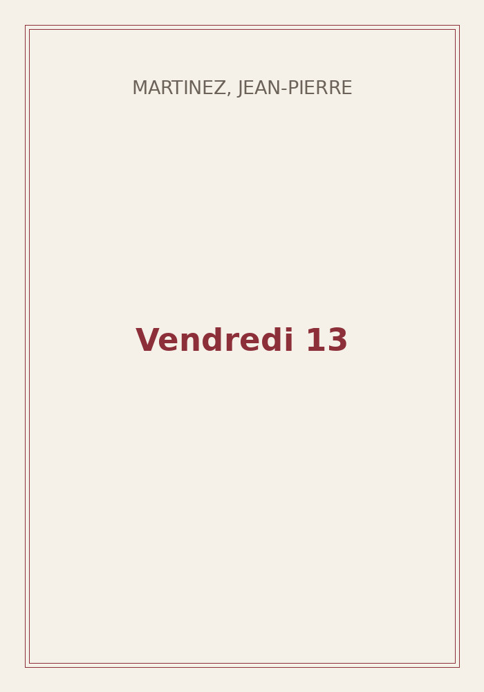 Couverture de « Vendredi 13 »