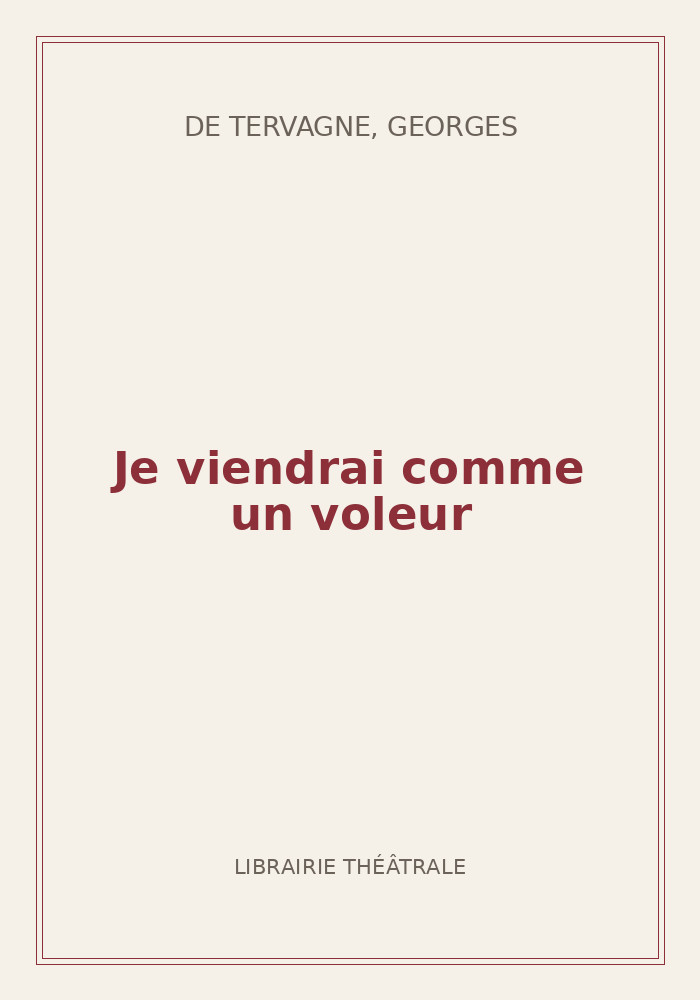 Couverture de « Je viendrai comme un voleur »